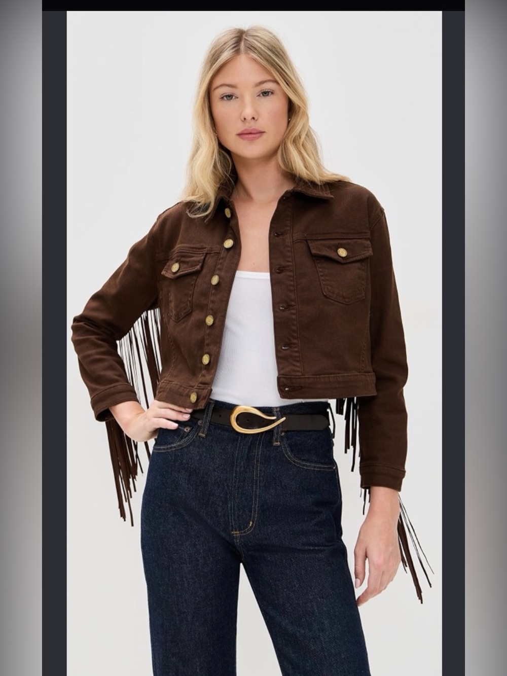 $445 LAGENCE Brown Fringe Crop Jacket -NWT small - Picture 2 of 7